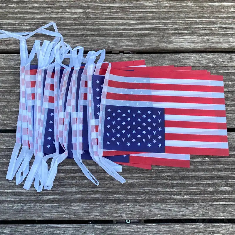 20 Pcs American String Flags Set USA Bunting Banner Small US Flags