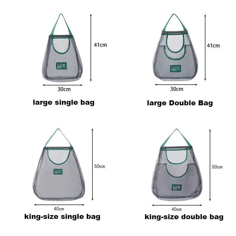 EcoMesh Reusable Hanging Mesh Storage Bags For Fresh Ginger Garlic Potatoes And Onions With Airflow Design