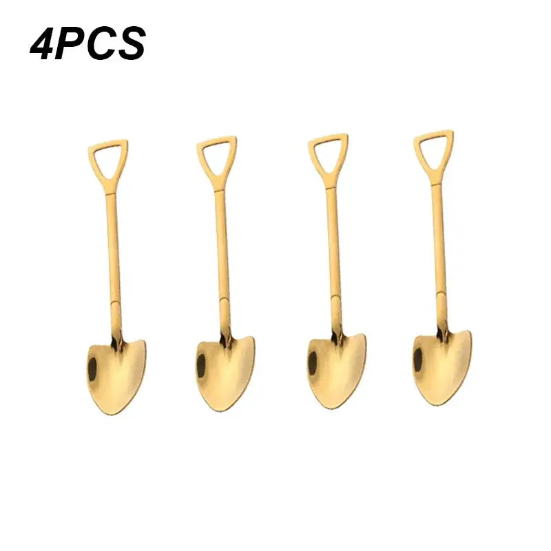 Four Pieces Stainless Steel Watermelon Shovel Spoon Set Dessert Serving Utensils Creative Cute Design