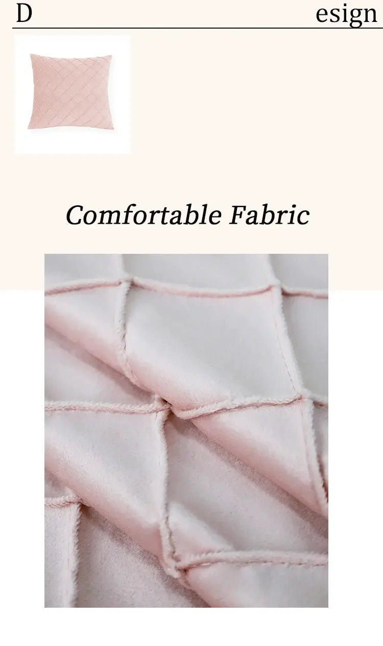 Pink velvet geometric cushion cover, 45x45cm for sofa decor