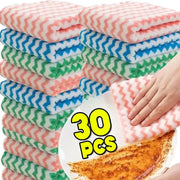 Dishcloths 30-piece coral fleece set in pink, blue, green zigzag patterns by Simples Market