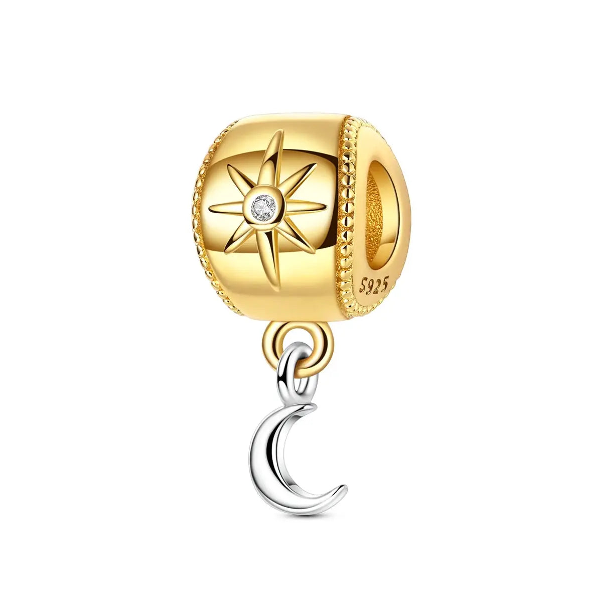 925 Sterling Silver Gold DIY Charms Beads Inlaid Zirconium Sun Leopard Pendants Fit Bracelet For DIY Jewelry Making