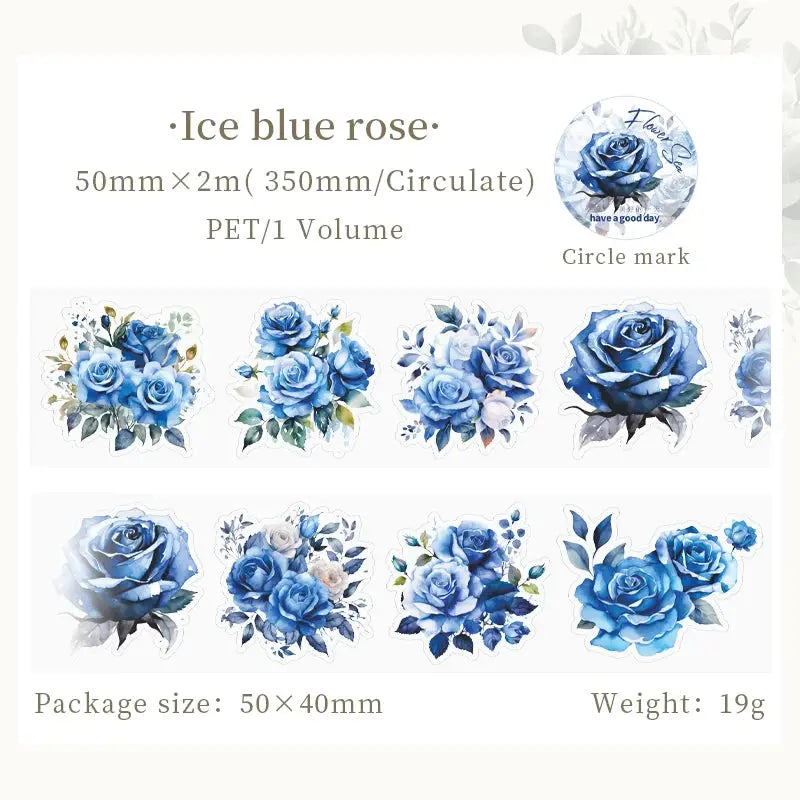 Mr.paper PET Washi Tape Flower Garden Series blue rose tape set by Simples Market