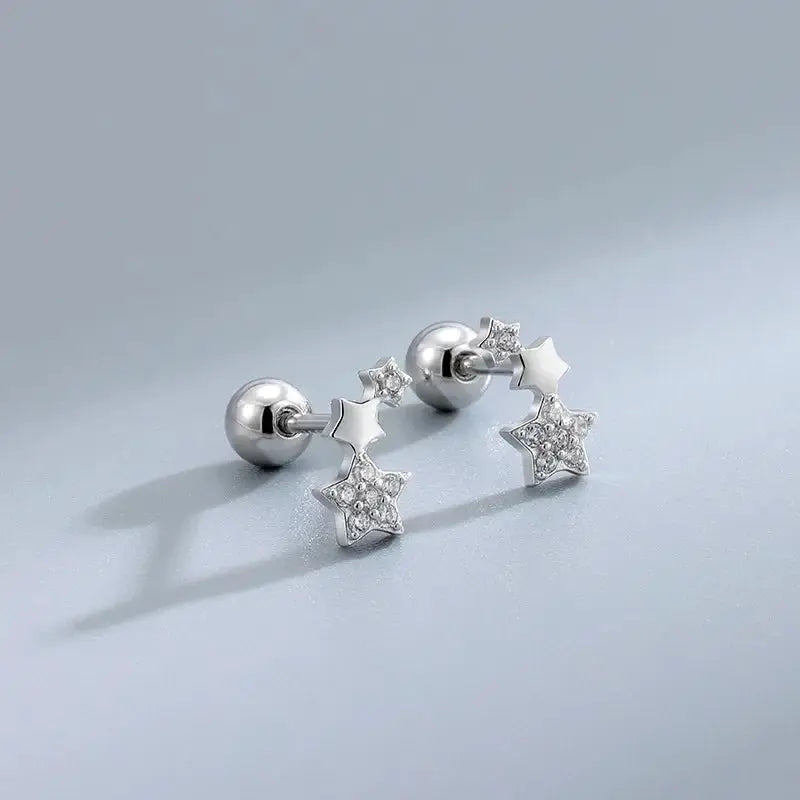Hypoallergenic Heart Stud Earrings For Women Girls Screw Back Cartilage Helix Piercing Jewelry Gifts
