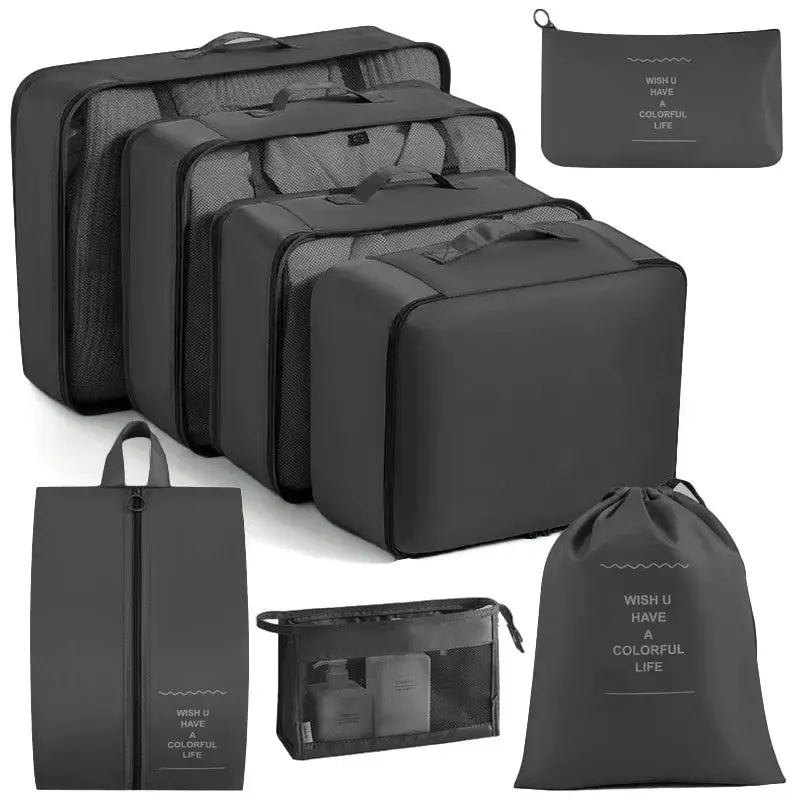 EcoVoyage Travel Storage Bag Set 7 8 9 Piece Eco Friendly Compression Packing Cubes For Clothes Shoes Toiletries