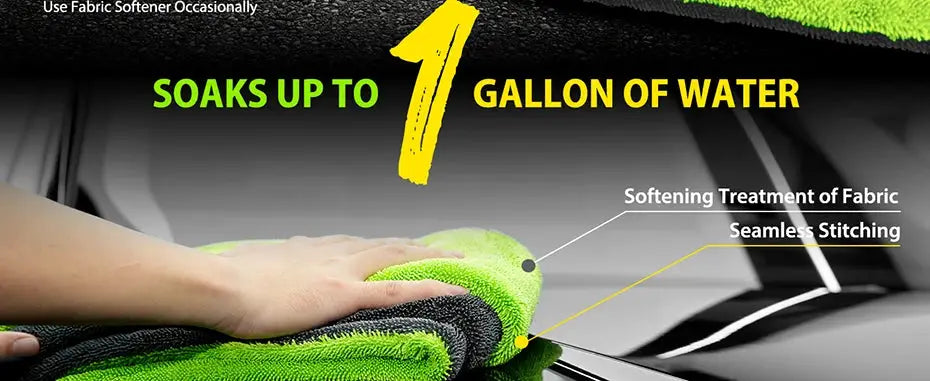 Simples Market 1400GSM heavy-duty car drying towel, oversized 60x120cm, double-sided, ultra-soft, scratch-free, green.