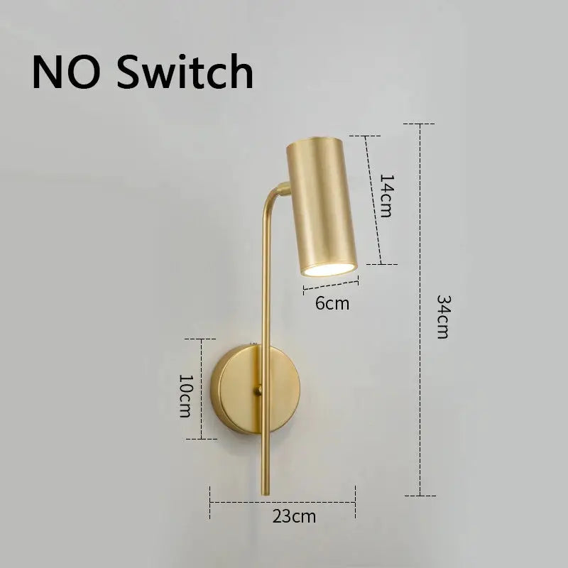 Rotatable hotel bedroom wall lamp with brass iron frame and plastic shade, Simples Market E27 LED light.