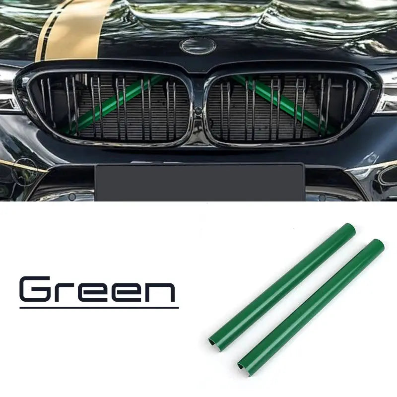 Pair of green BMW front grille trim strips for F-series, sport styling decoration