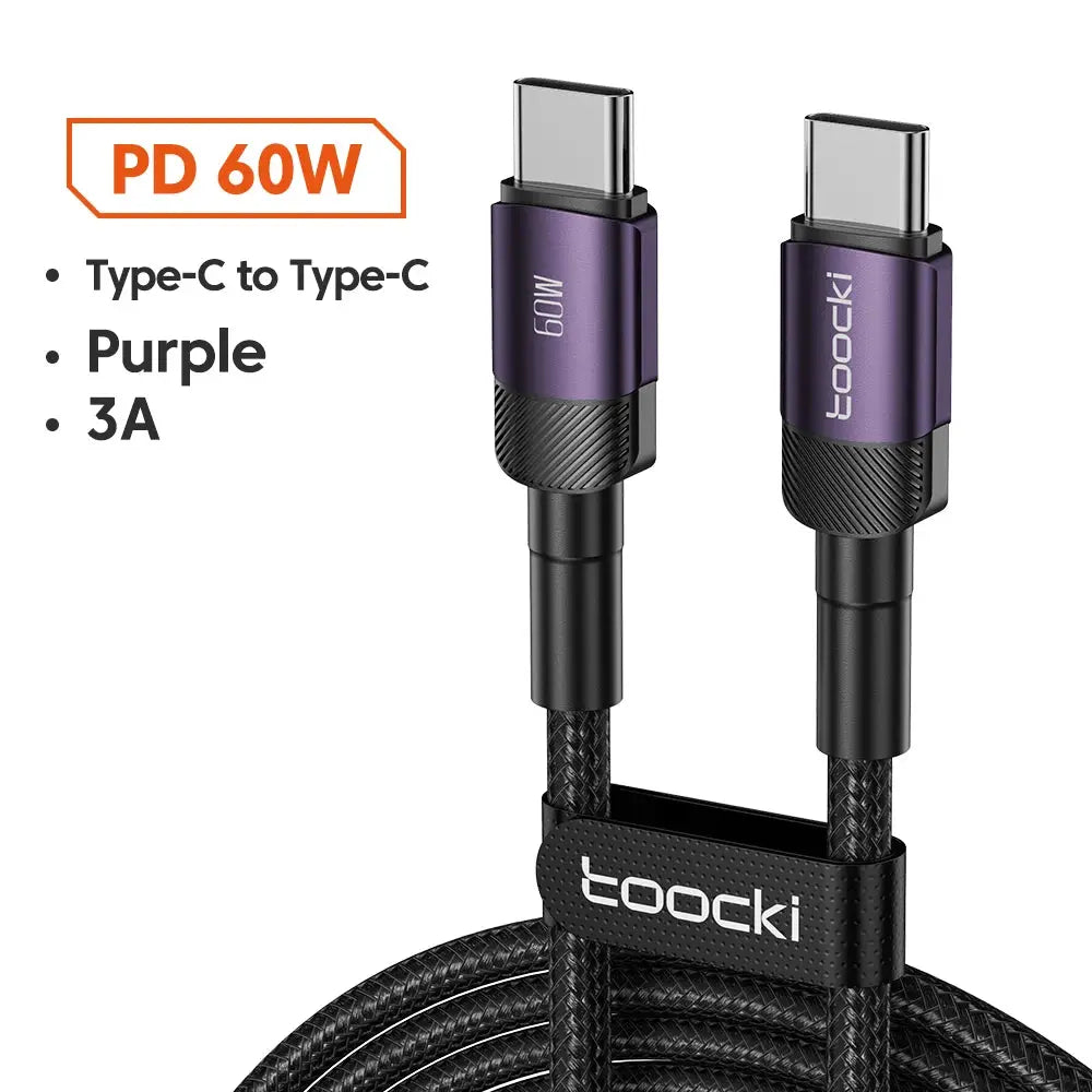 Toocki 100W USB C To USB C Cable PD 3.0 Quick Charge 4.0 Fast Charging And High Speed Data Transfer