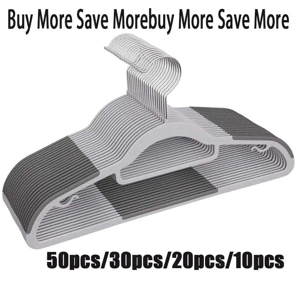 Simples Market plastic anti-slip clothes hangers set with drying rack, heavy-duty gray, 50/30/20/10 pcs