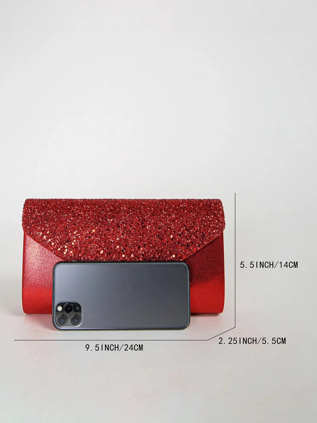 Simples Market red sequin envelope clutch handbag for party, glittery evening purse