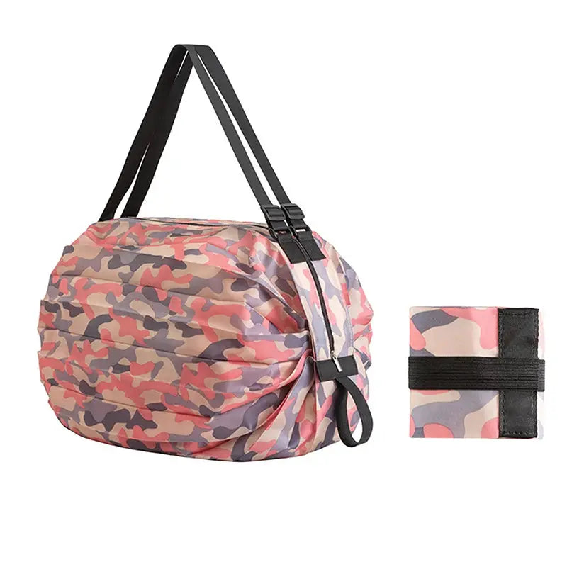TravelNest Camouflage Foldable Storage Bag With Handle Lightweight Large Capacity Nylon Tote