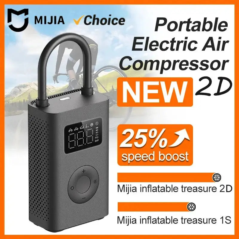 MIJIA Air Pump 2D Portable Electric Air Compressor 150 PSI 25 Percent Speed Boost Type C LED Multitool Inflator
