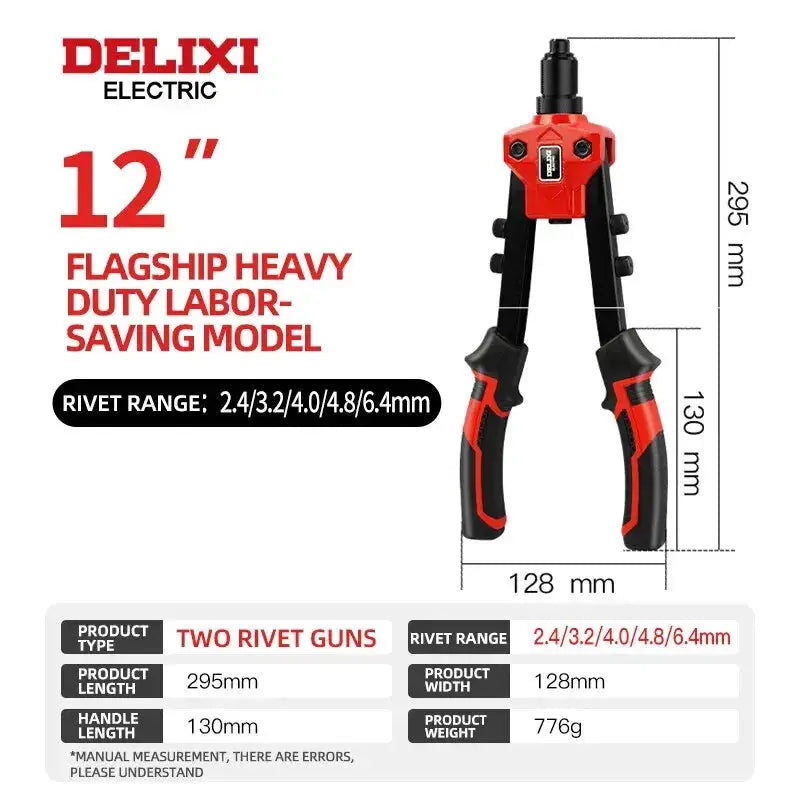 Delixi Electric Rivet Gun Manual High Leverage Pull Tool For Tightening And Riveting Metal Sheets And Pipes