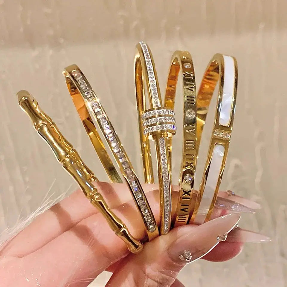 Yupsk Stainless Steel Bracelets for Women Multiple Styles Gold Color Non Fading Bangles Fashion Jewelry Gift