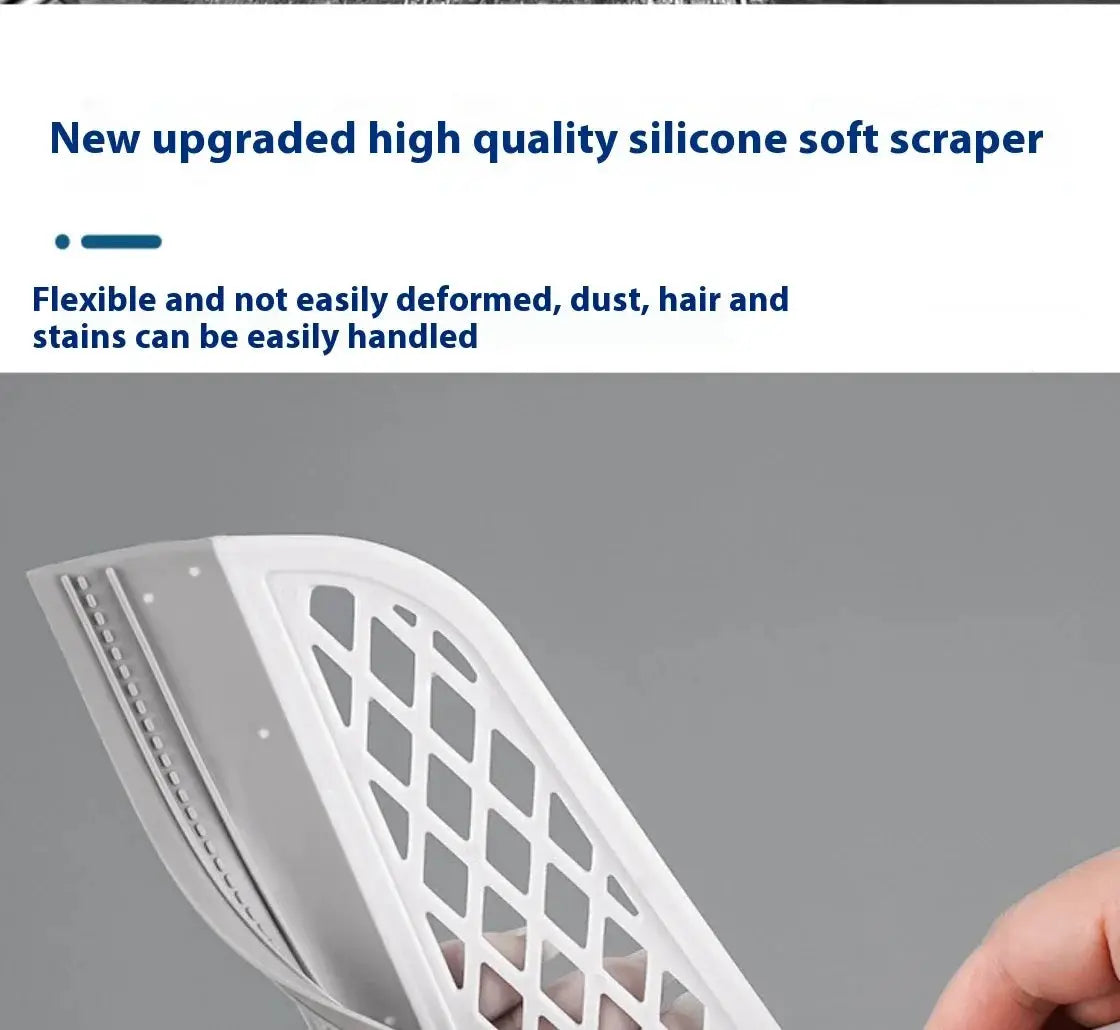 Silicone scraper broom squeegee for bathroom floor and window, white, heavy-duty