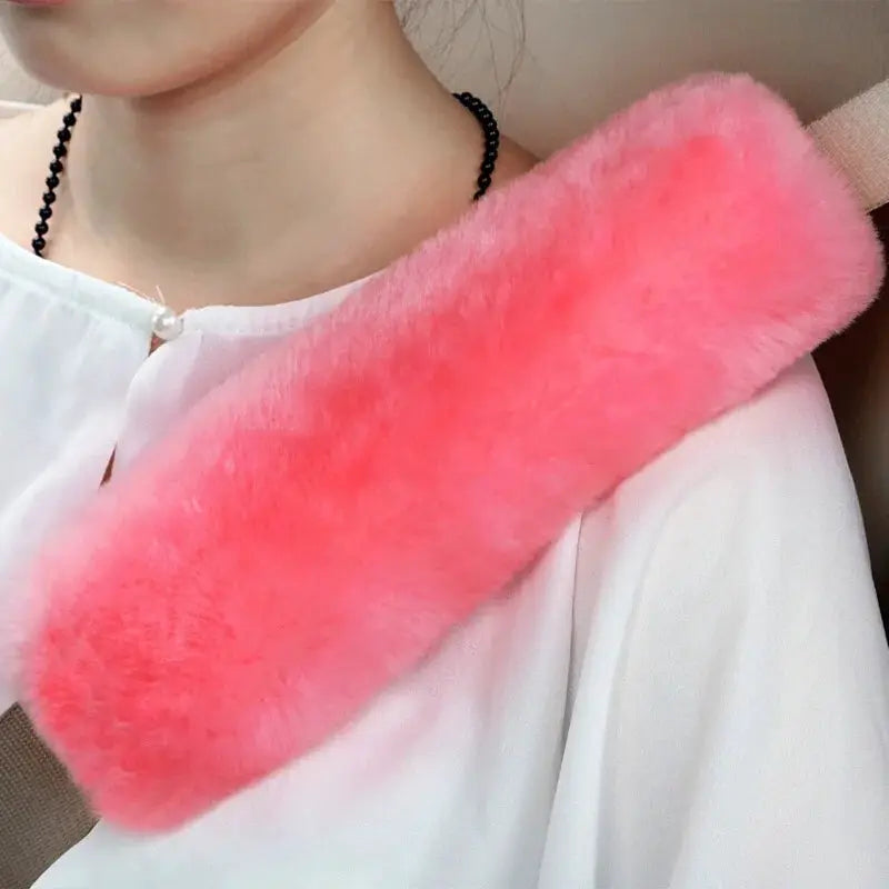 Car seat belt cover shoulder warmer pad pink fluffy