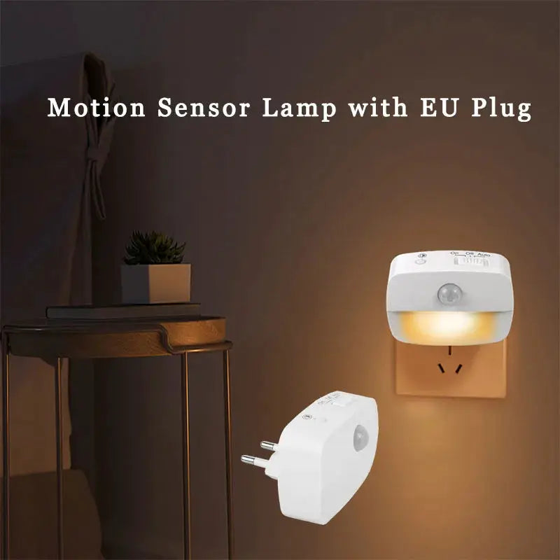 Simples Market wireless LED motion sensor night light, plug-in EU 220V, white; two units pictured.