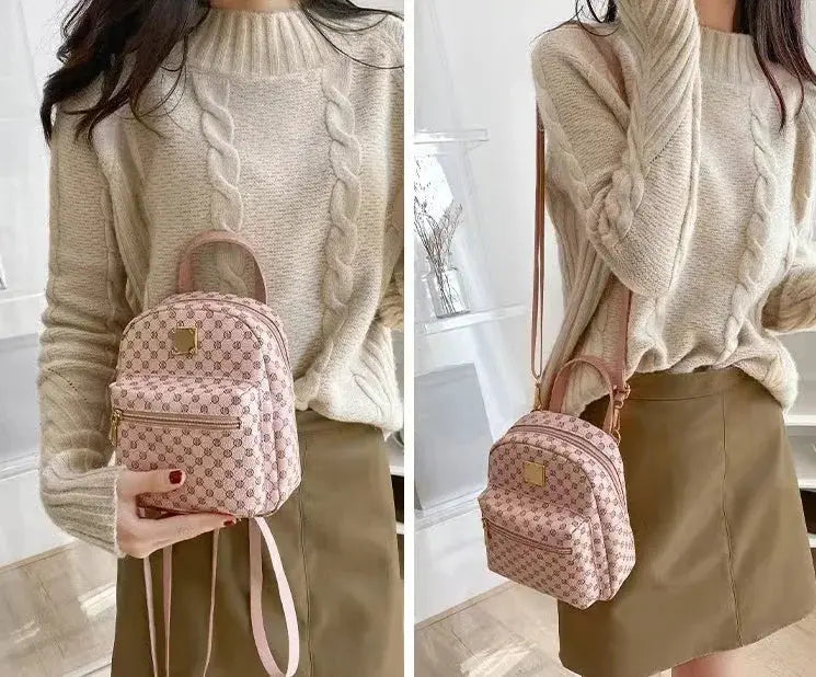 Backpack pink monogram mini by Simples Market with gold hardware