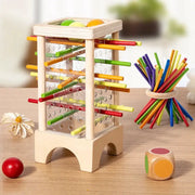 Wooden Stick Board Game For Parent Child Interaction Montessori Toy Four Sided Acrylic Cylinder Stick Picking Game