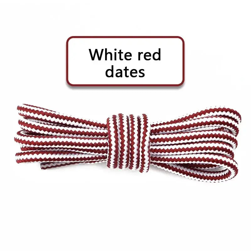 Simples Market round cotton shoelaces, white and red striped, double-color, 70-150 cm, 1 pair