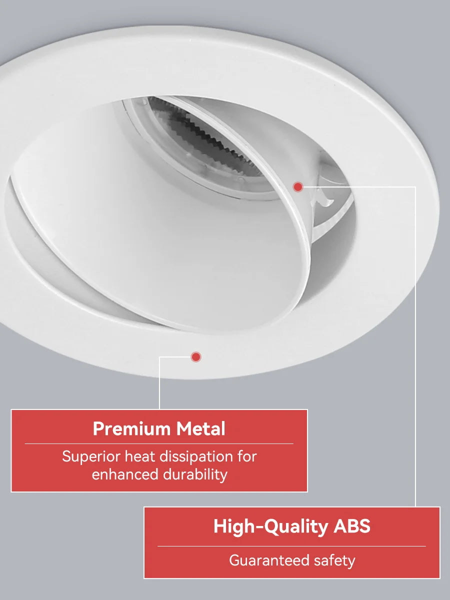 Replaceable-bulb GU10 downlight ceiling lamp, white finish, LED spotlight.