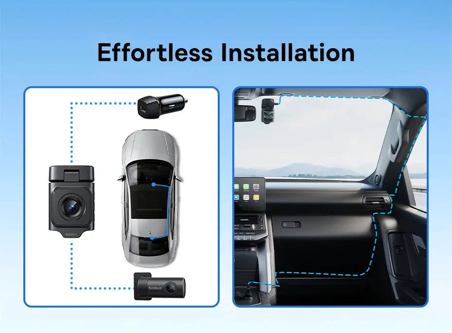 Baseus 3K Dash Cam VD1 front and rear car cameras with GPS, built-in supercapacitor, 24H parking