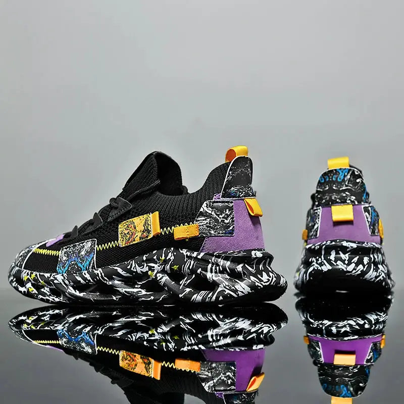 Mens Casual Sneakers Breathable Flyknit Upper Running Shoes Luxury Trainers For Everyday Wear