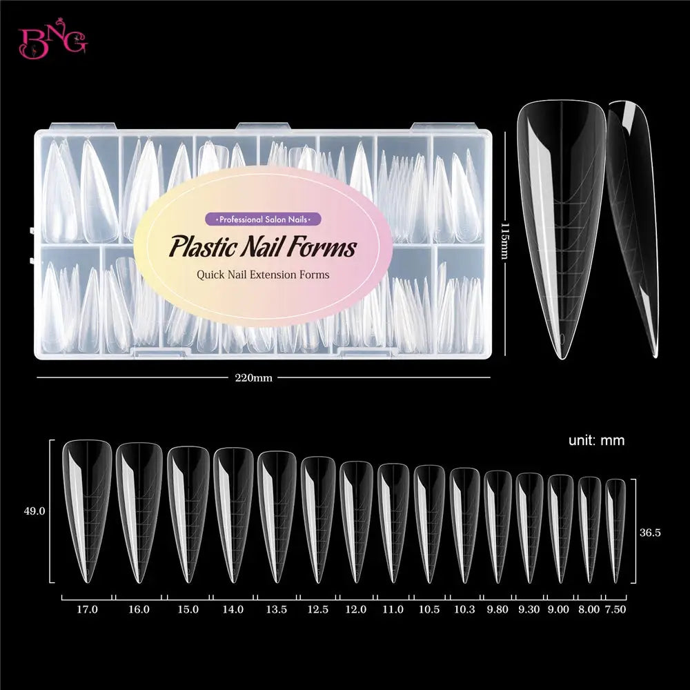 Wide Size Dual Form Nail Molds For Quick Build UV Gel Extensions Square Coffin Almond Shapes