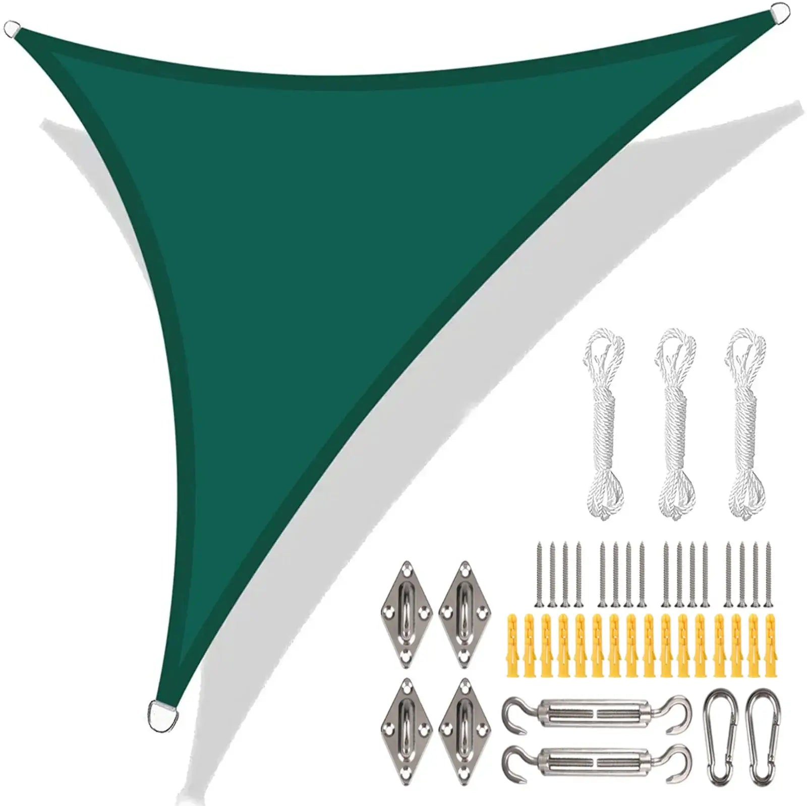 Simples Market waterproof green triangle shade sail canopy with mounting hardware kit