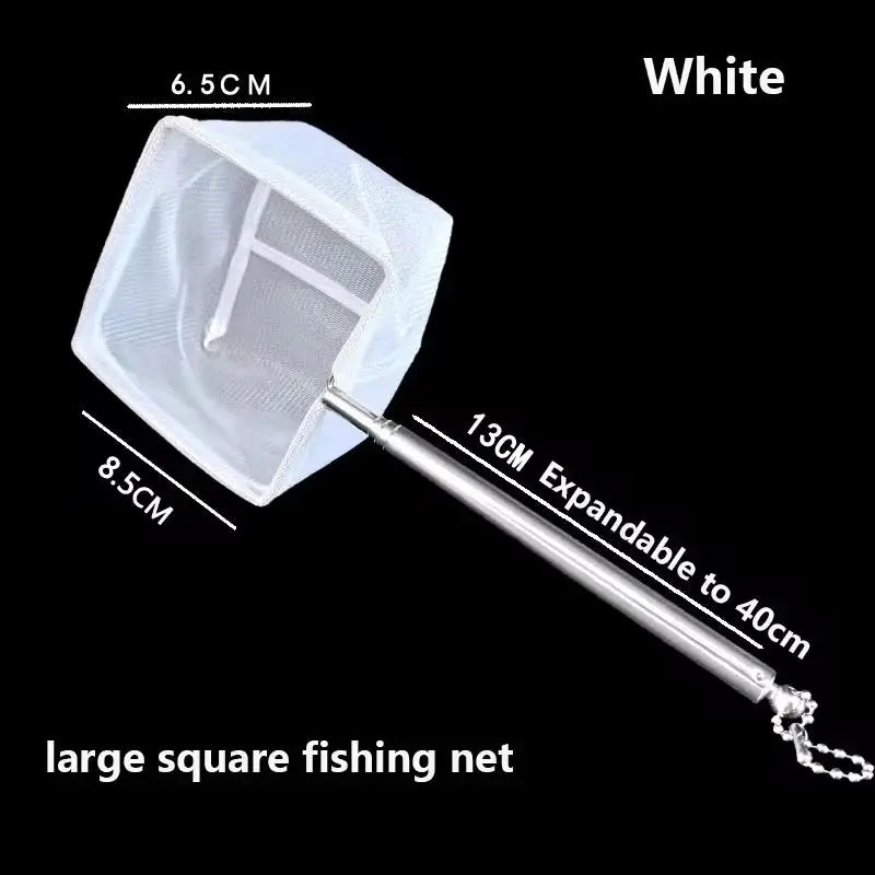 Aquarium Square Fishing Net With Suction Cup And Extendable Long Handle For Safe Catching Fish And Shrimp