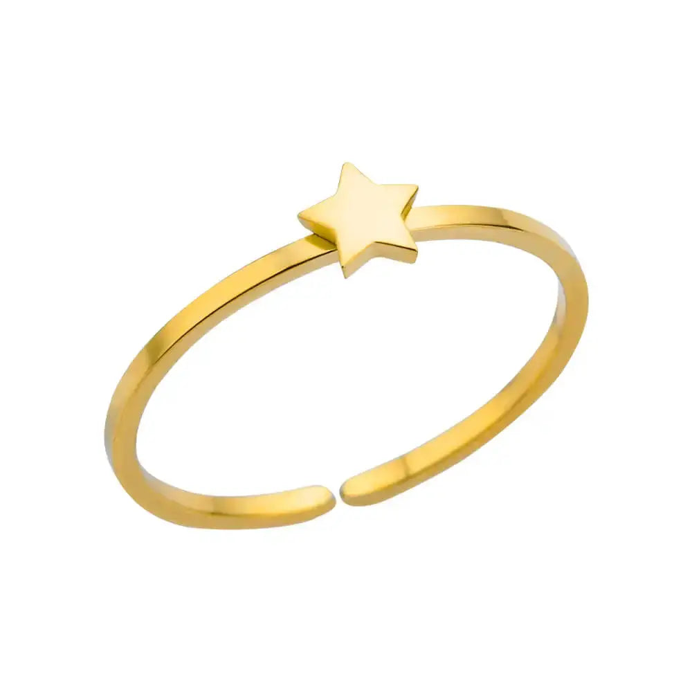 316L Stainless Steel Shell Rings For Women Adjustable Gold Color Little Star Open Rings Jewelry For Weddings Trendy