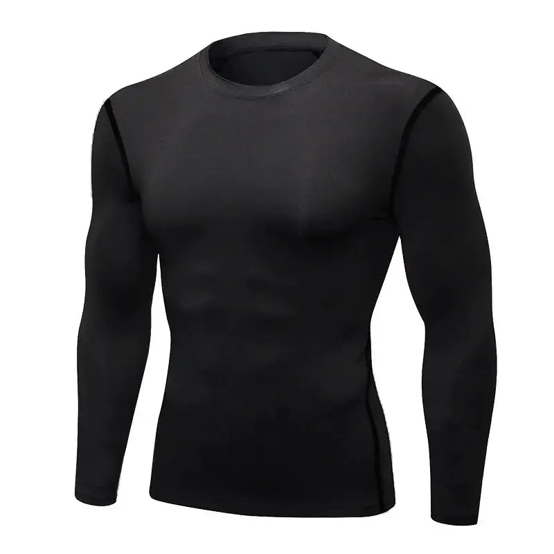 Men's Long Sleeve Thermal Underwear Top Thin Tight Fit Fast Dry Elastic Fitness Wear For Autumn And Winter