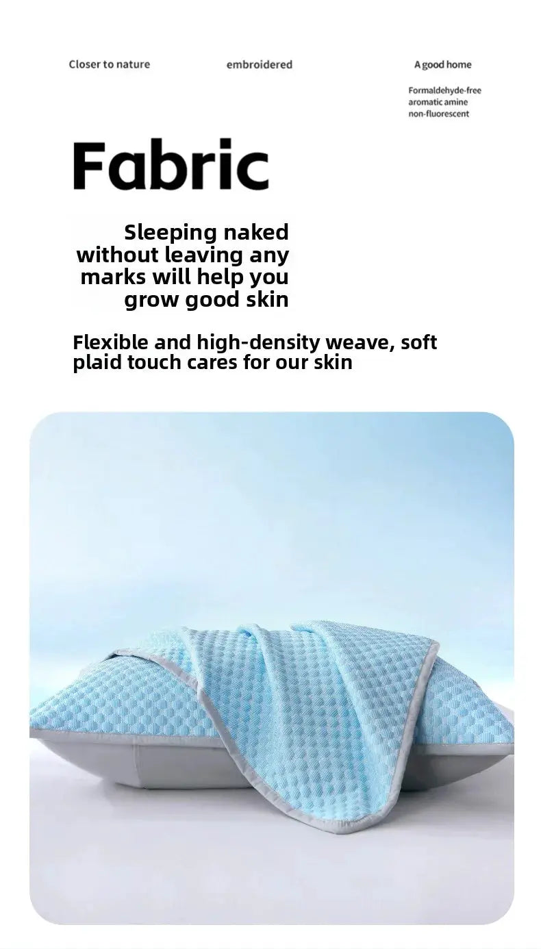 1pc Summer Cool Bean Pillowcase; breathable light-blue fabric pillow cover, 48x74cm, no insert