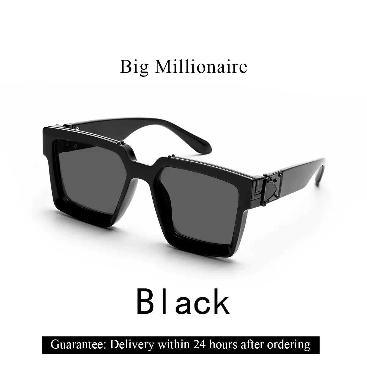 Ruiao Retro Black Millionaire Shades Sunglasses Unisex Designer Square Glasses UV400 Protection