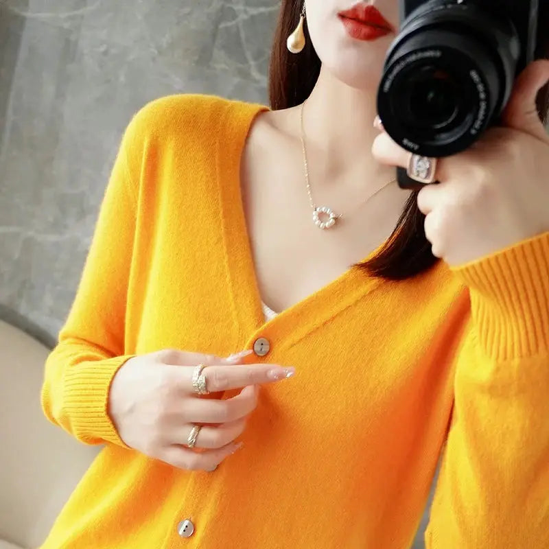 Zhi D035 V Neck Loose Knit Cardigan For Women Warmth And Daily Comfort For Autumn And Winter