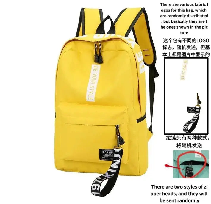 Simples Market yellow fashion trend backpack with front pocket and black shoulder straps