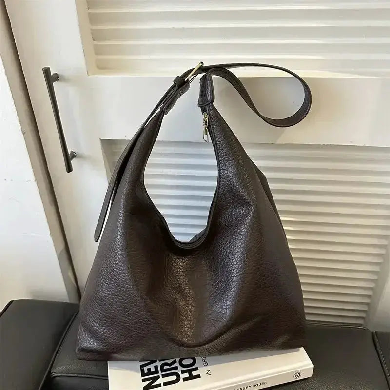 Womens PU Leather Tote Bag High Capacity Polyester Lining Stylish Everyday Carryall Handbag