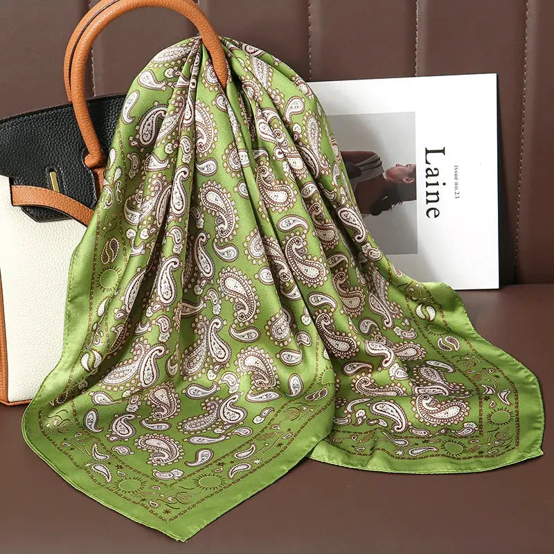 Luxe Silk Satin Square Scarf Silk Feel Finish Versatile Fashion Wrap For Shawl Hijab Neckerchief Hair Ribbon Headband