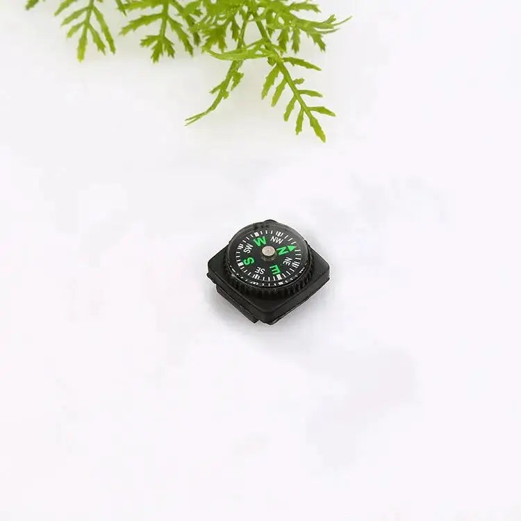 Small outdoor compass by Simples Market; black square housing with green compass face.