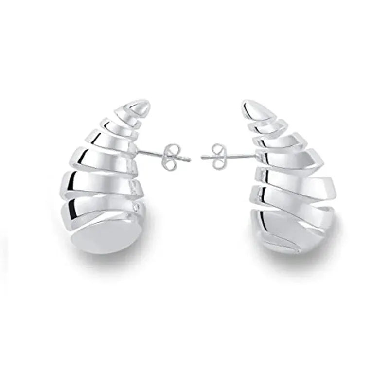 Vintage Chunky Dome Drop Earrings For Women Gold Plated Stainless Steel Teardrop Statement Wedding Jewelry Gifts