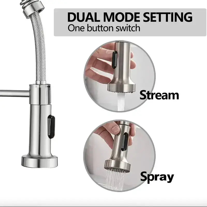 PHANCIR brushed nickel kitchen faucet with pull-down sprayer, compact single-handle by Simples Market