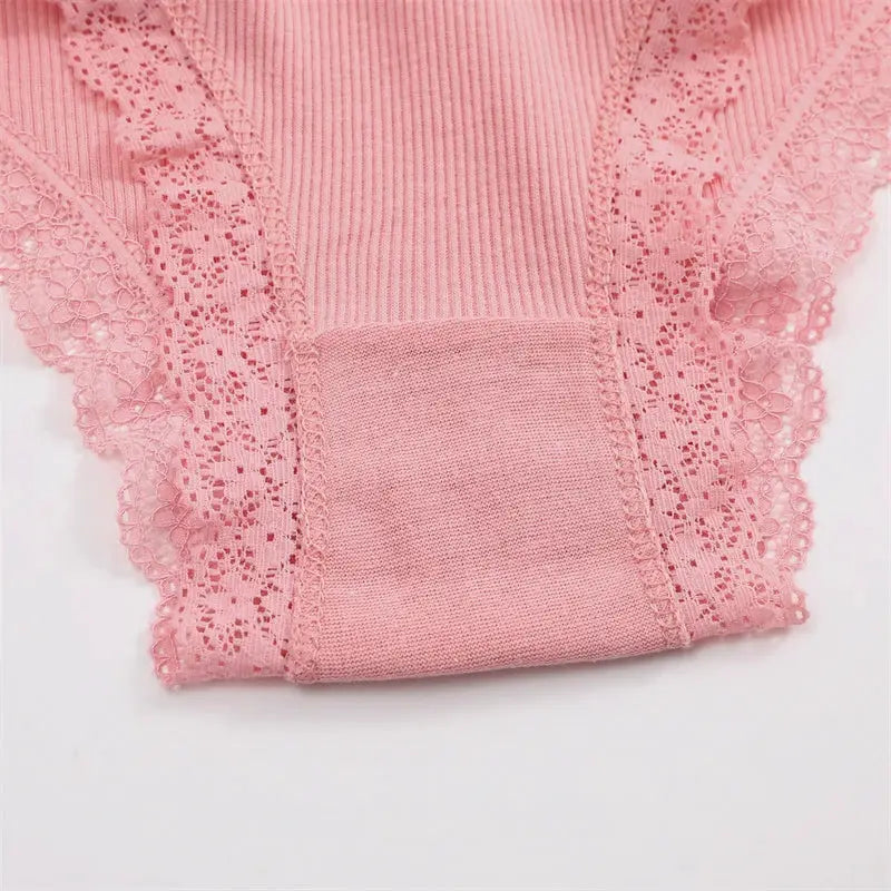 Pink lace-trimmed women's panties, 2-pack, low-rise Brazilian briefs