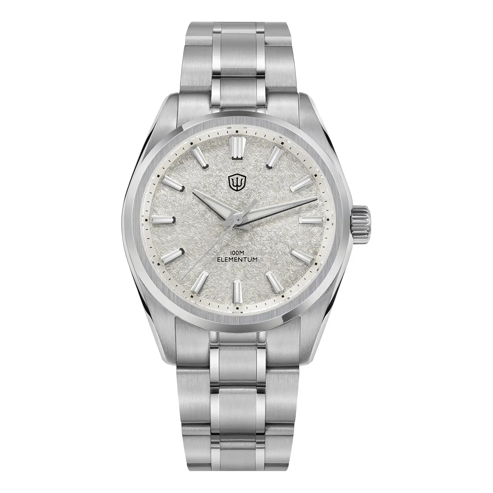 Watchdives WD0003C stainless steel 38mm men's wristwatch with ice-crack dial and luminous markers, 100m water resistant