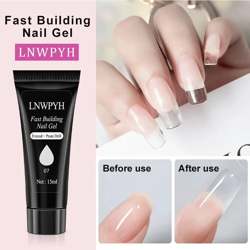 Simples Market professional gel nail kit with black tube packaging and French manicure nails