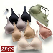 AuroraLuxe 2 Piece Seamless Wireless Push Up Bras Set With Soft Padding For All Day Comfort And Invisible Fit