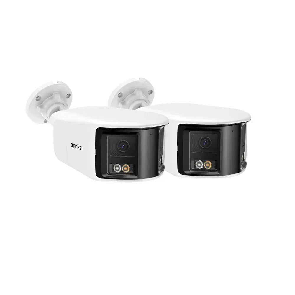ANNKE outdoor PoE surveillance cameras pair, white body with black front panel.