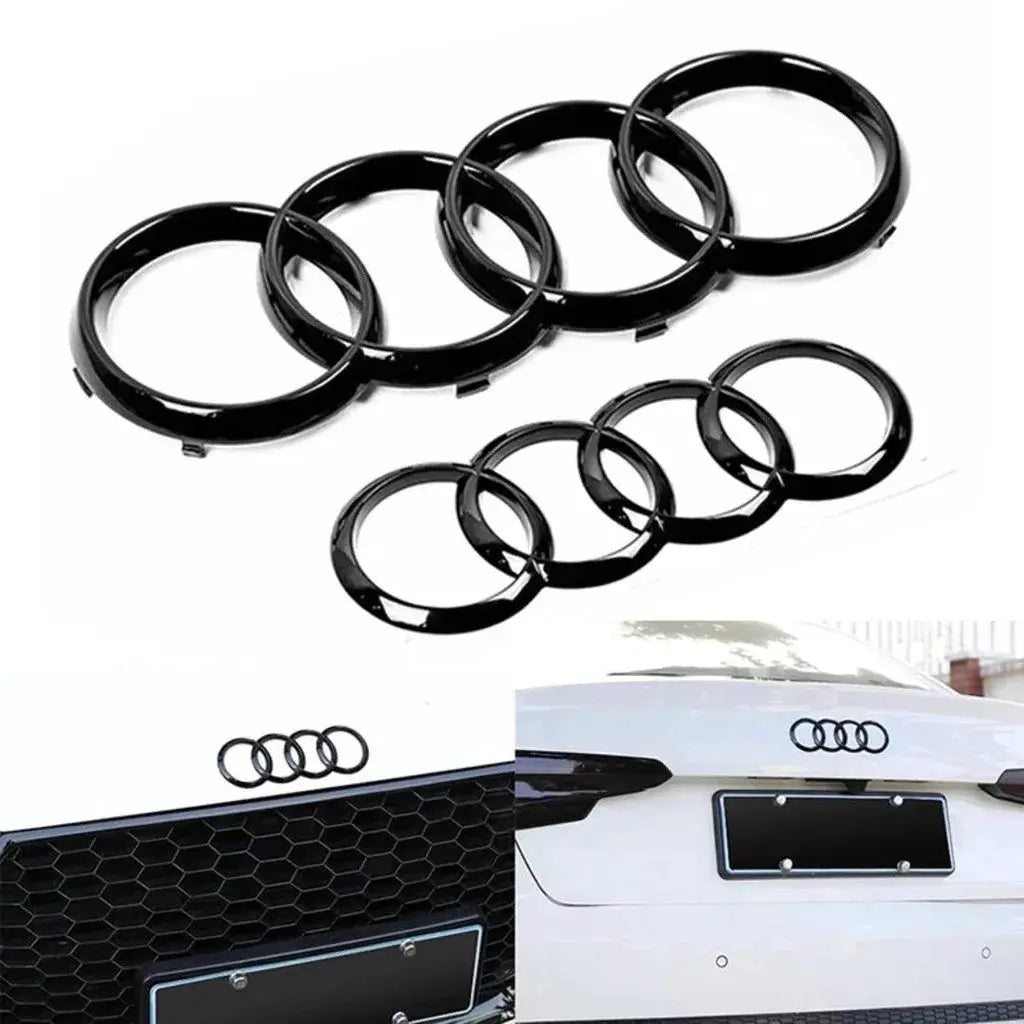 Audi Four Ring Logo Emblem Sticker For Audi A3 A4 A5 A6 A7 Q2 Q3 Q5 Q8 TT ABS Black Hood Front Grill Rear Trunk Badge