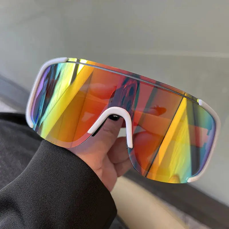 Y2K Style Cycling Sunglasses Windproof Unisex Road Riding Sports Glasses With Retro Reflective Lenses