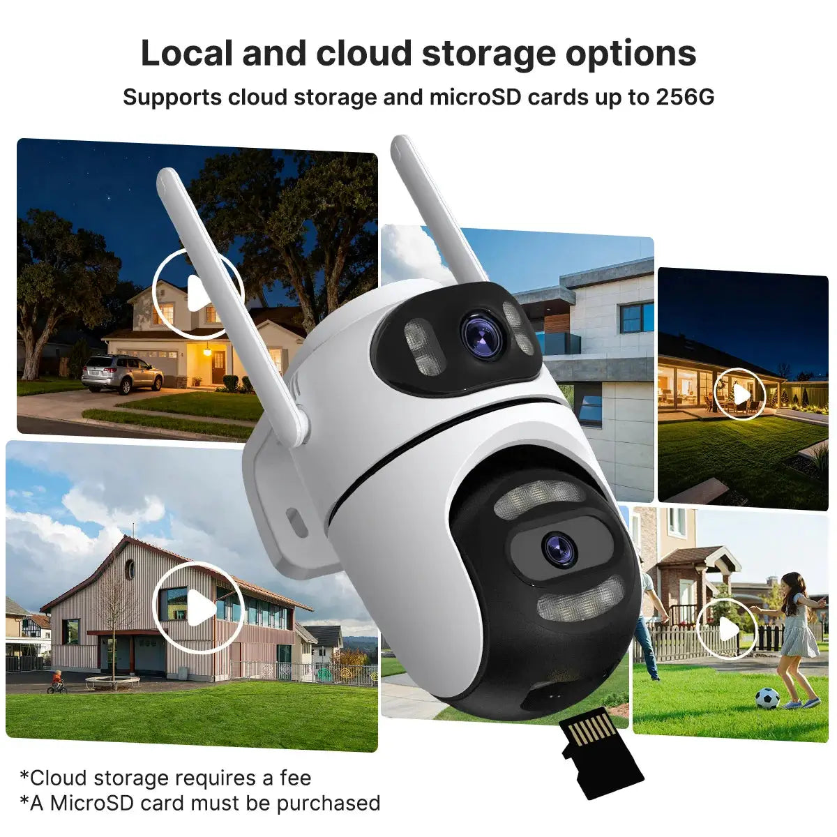 8MP 4K WiFi PTZ security camera with dual lenses, outdoor IP surveillance, AI tracking